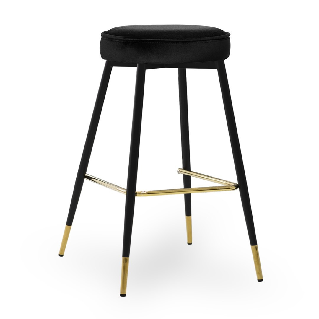 Scaun de bar Circo negru picioare negru/gold - H65 cm