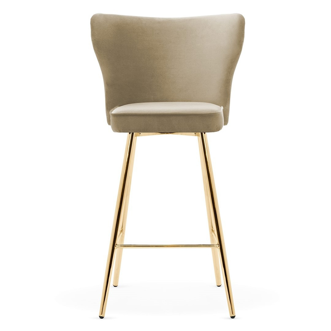 Poze Scaun de bar Modena bej picioare gold - H70 cm