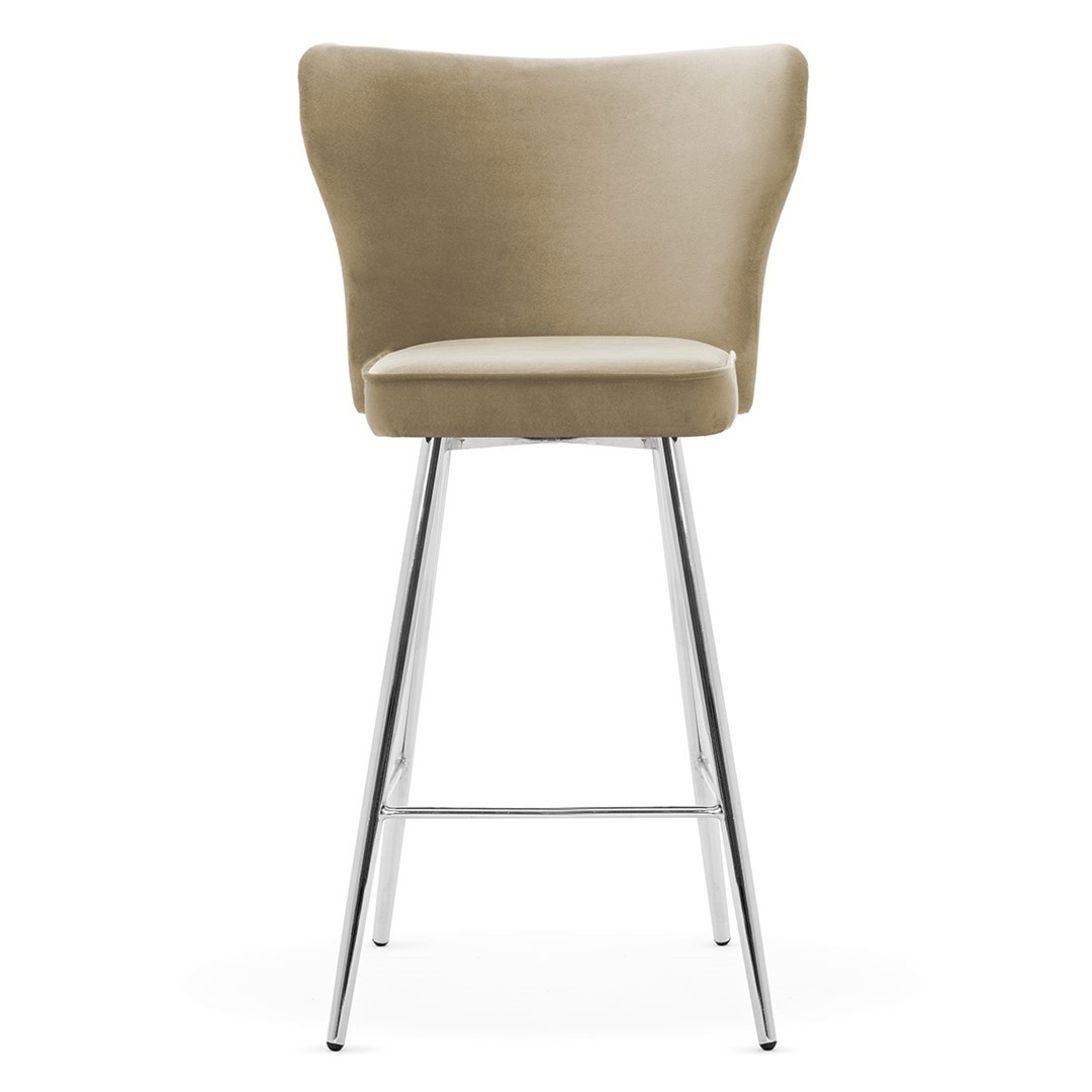 Poze Scaun de bar Modena bej picioare silver - H60 cm