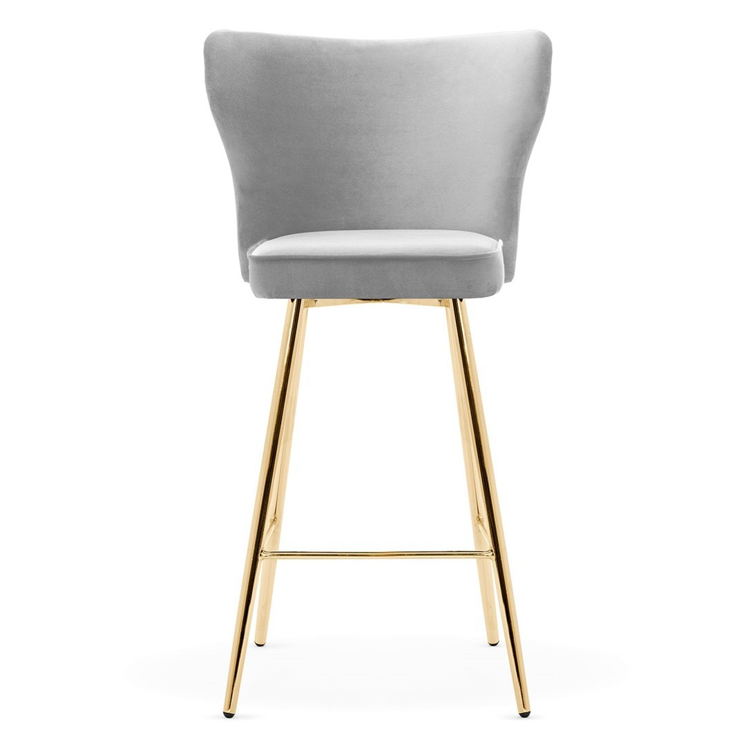 Poze Scaun de bar Modena gri picioare gold - H70 cm