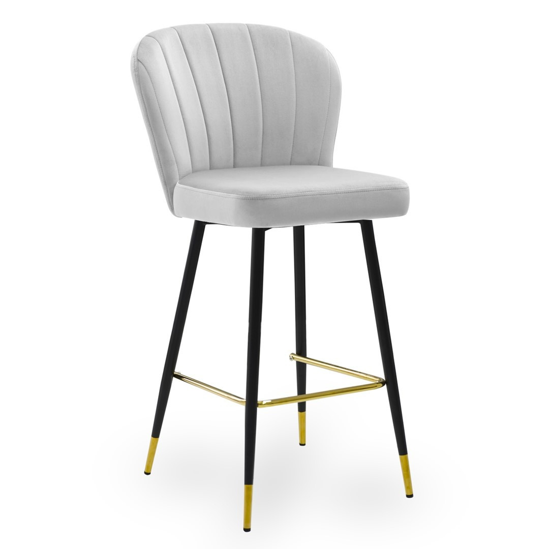 Poze Scaun de bar Shelly gri picioare negre/gold - H97 cm