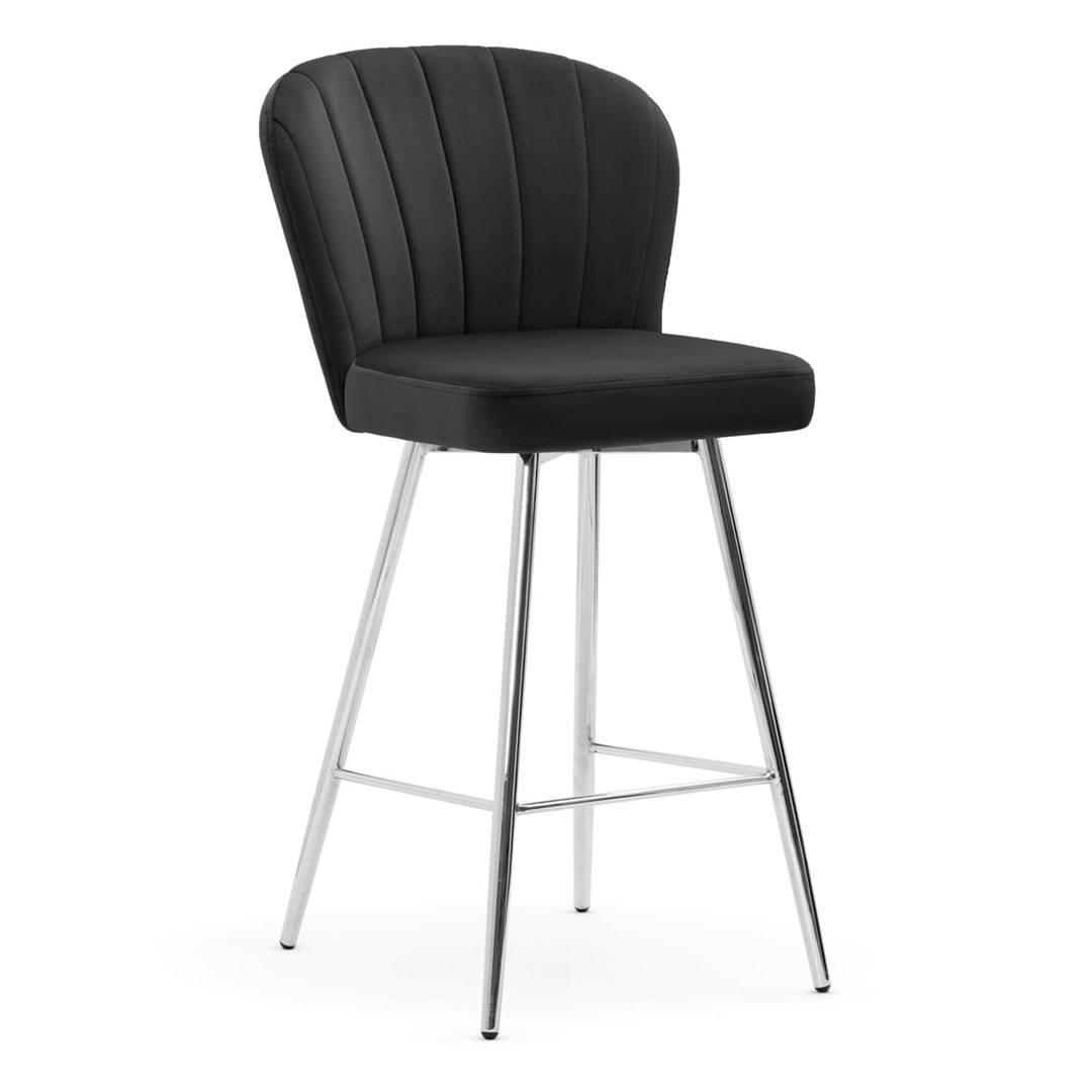 Poze Scaun de bar Shelly negru picioare silver - H97 cm