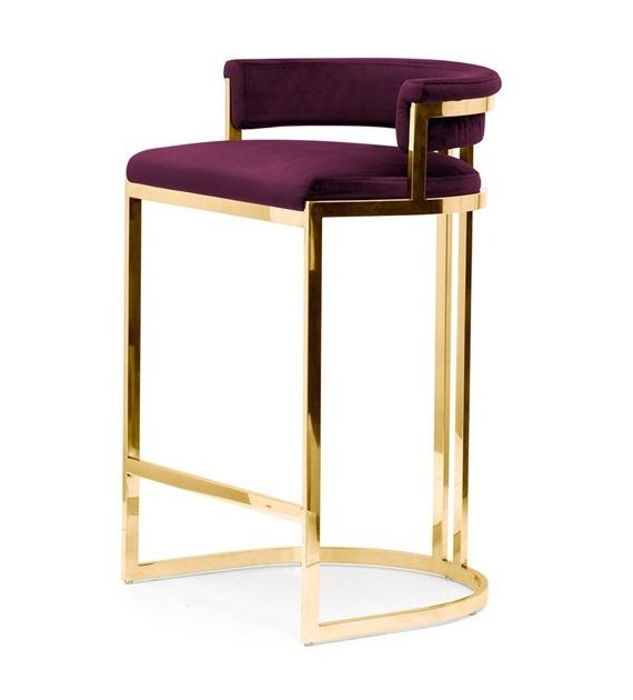 Scaun de bar tapitat Vegas burgundy/gold – H92 cm