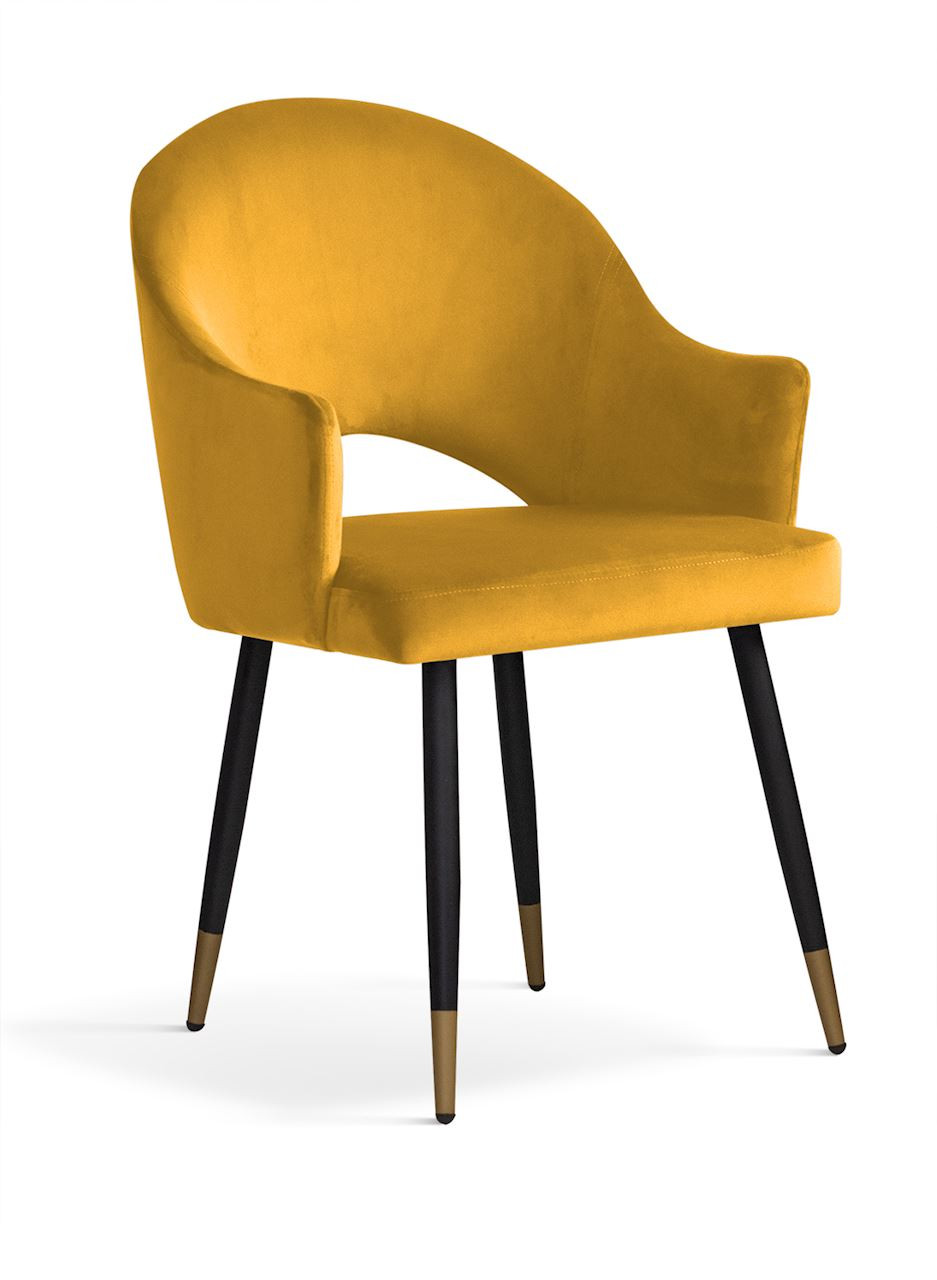 Poze Scaun tapitat cu catifea – picioare metalice Goda Honey BL68 / Black / Gold – l54xA58xH87 cm