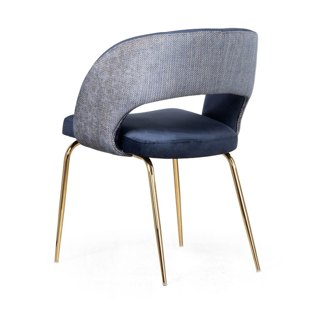 Poze Scaun tapitat Lizbona bleumarin/gold – H79 cm