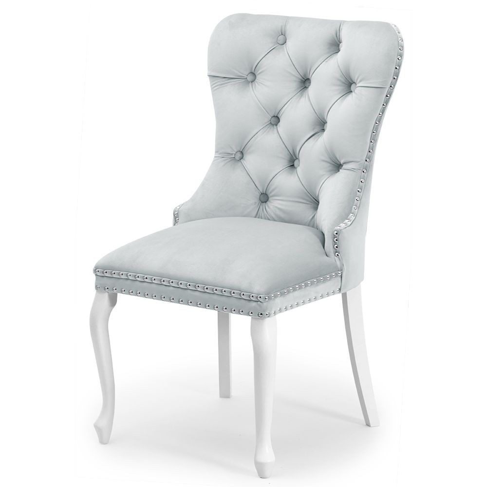 Poze Scaun tapitat Madame Charlotte gri deschis/alb