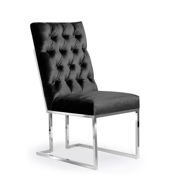 Poze Scaun tapitat Paul negru/silver - H97 cm