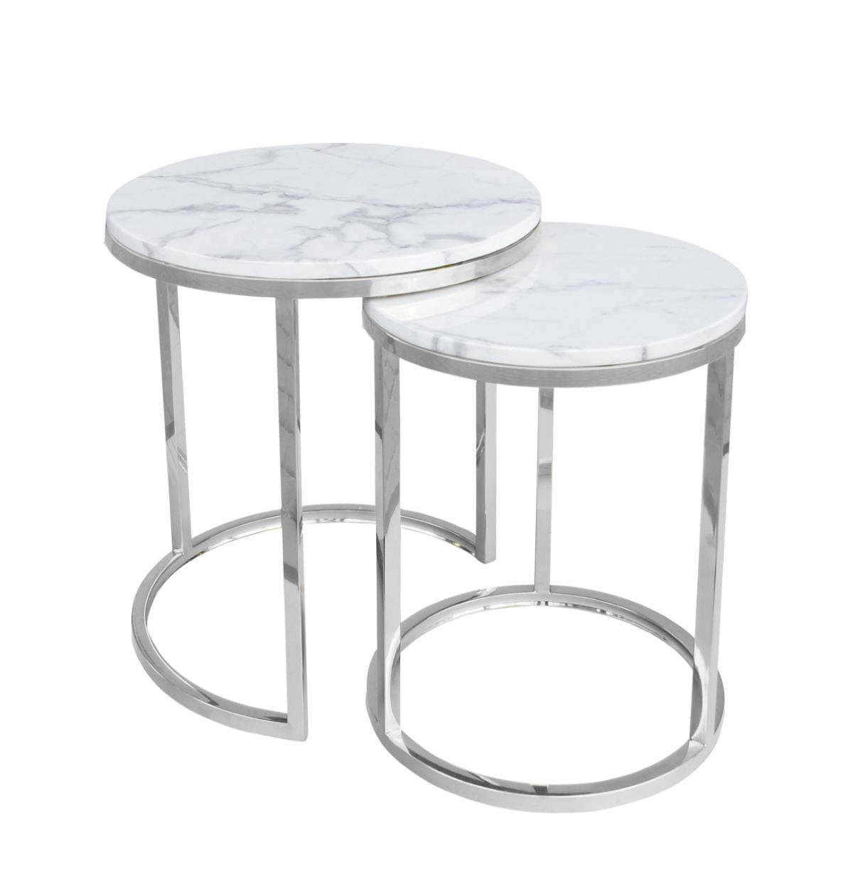 Poze Set 2 masute de cafea Camelio L alb/silver si marmura