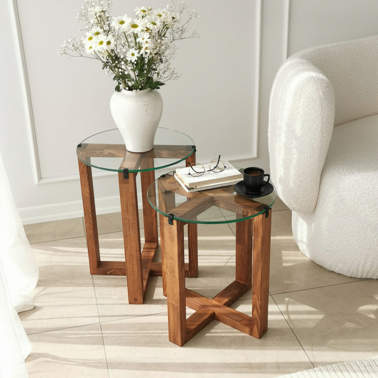 Poze Set 2 mese de cafea Amalfi nuc
