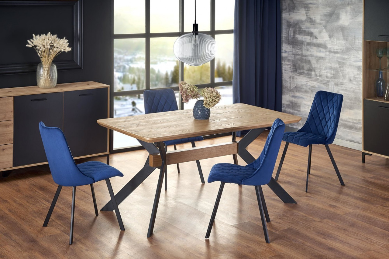 Poze Set masa extensibila Bacardi L160-220 cm + 4 scaune K450 velvet bleumarin
