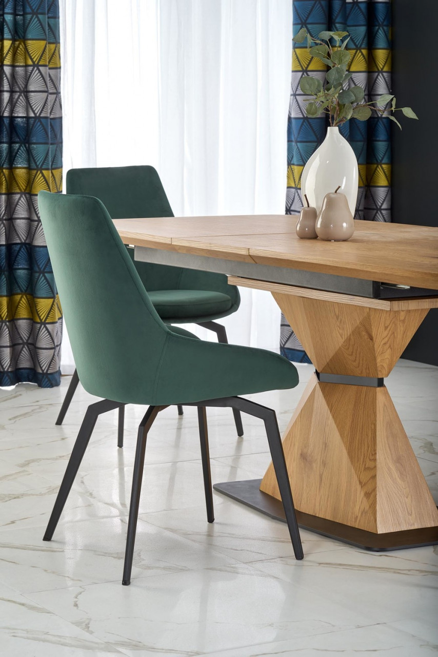 Poze Set masa extensibila Diamond L160-200 cm + 4 scaune K479 velvet verde