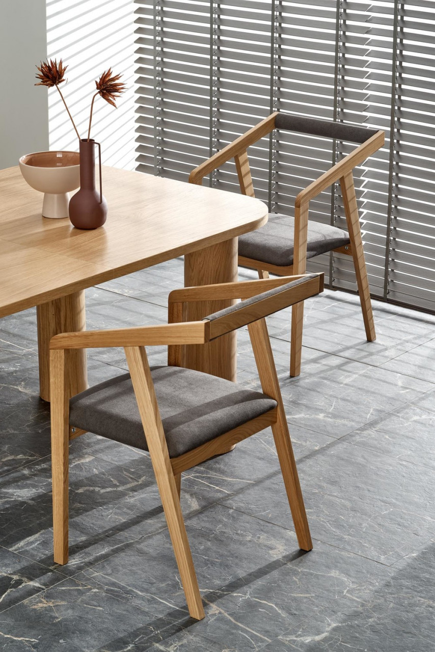 Poze Set masa extensibila Elefante L160-240 cm + 6 scaune Azul 2 stejar natural/gri catifea