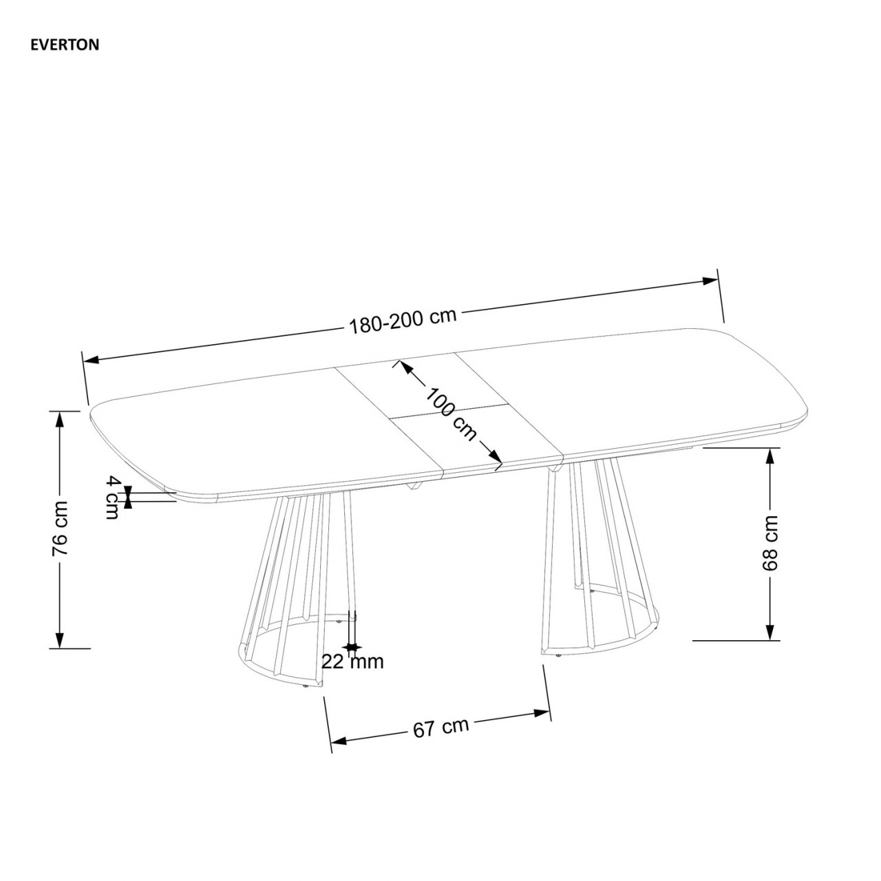 Poze Set masa extensibila Everton L180-200 cm + 4 scaune K344 bej