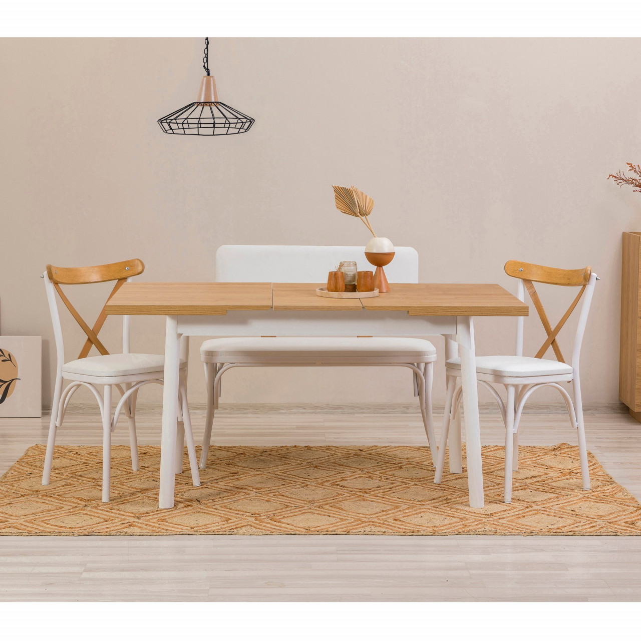 Poze Set masa extensibila si scaune (4 piese) OLİVER AÇL.KARİNA-WHİTE V2