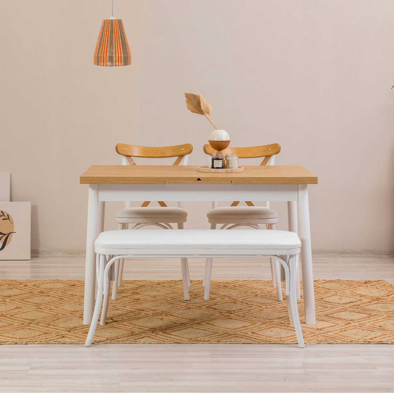 Poze Set masa extensibila si scaune (4 piese) OLİVER AÇL.KARİNA-WHİTE