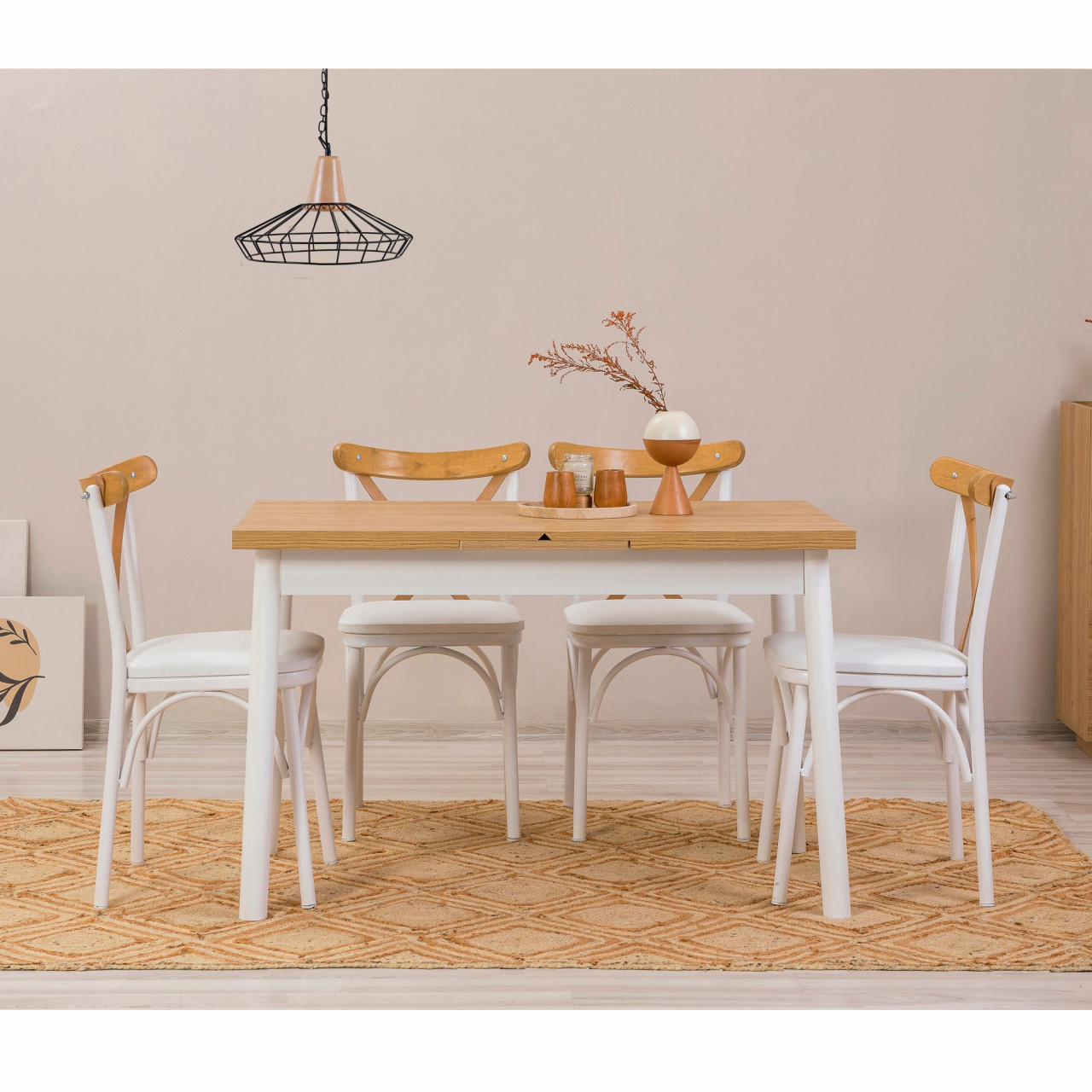 Poze Set masa extensibila si scaune (5 piese) OLİVER AÇL.KARİNA - WHİTE