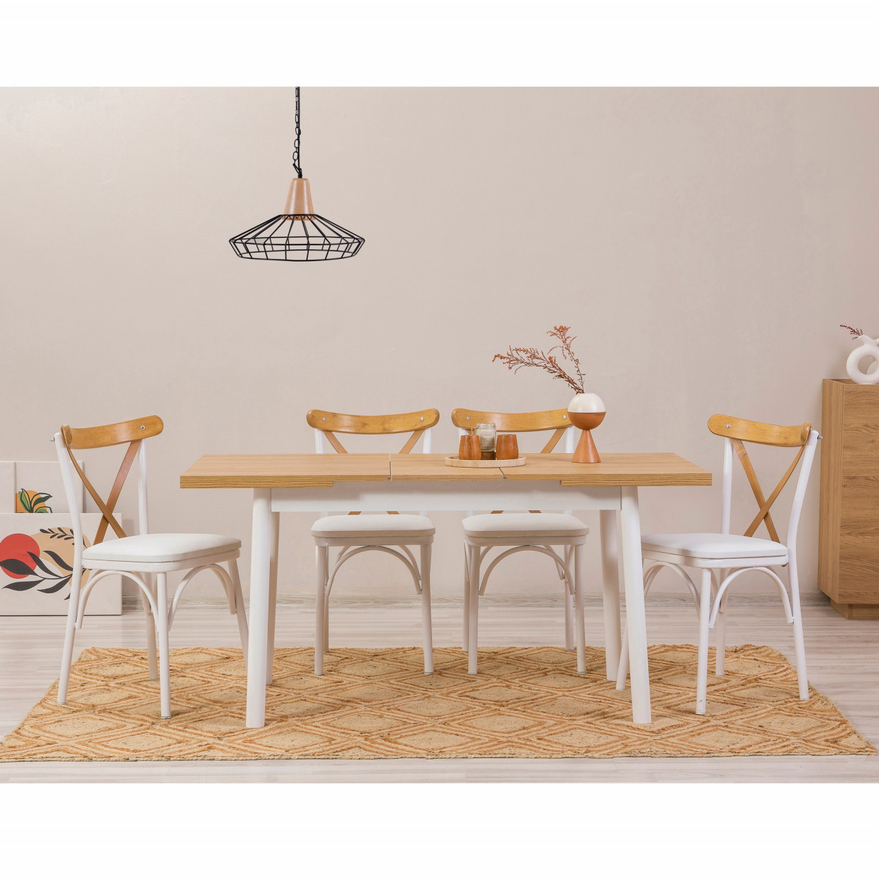Poze Set masa extensibila si scaune (5 piese) OLİVER AÇL.KARİNA - WHİTE