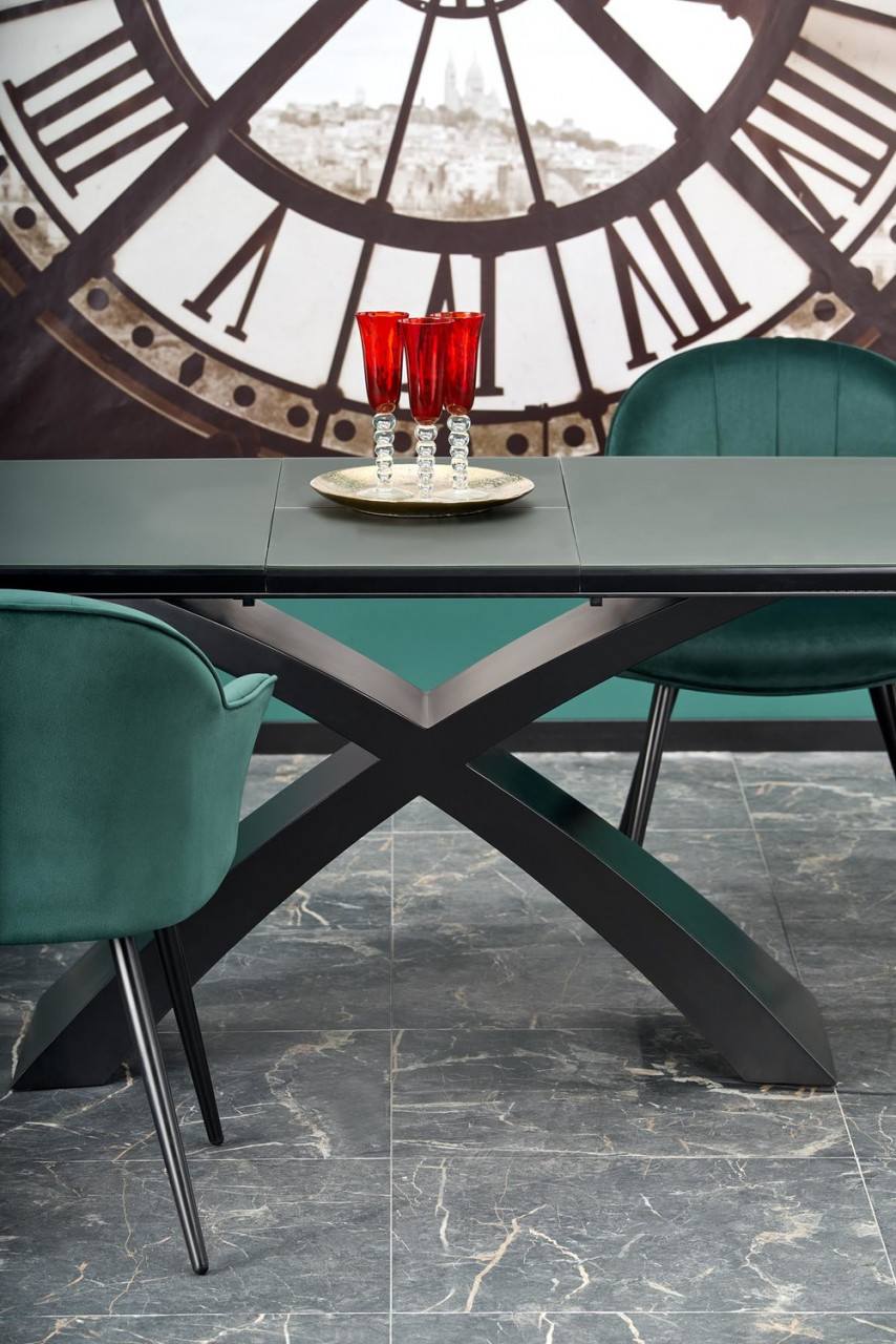 Poze Set masa extensibila Silvestro L180-220 cm + 4 scaune K468 velvet verde