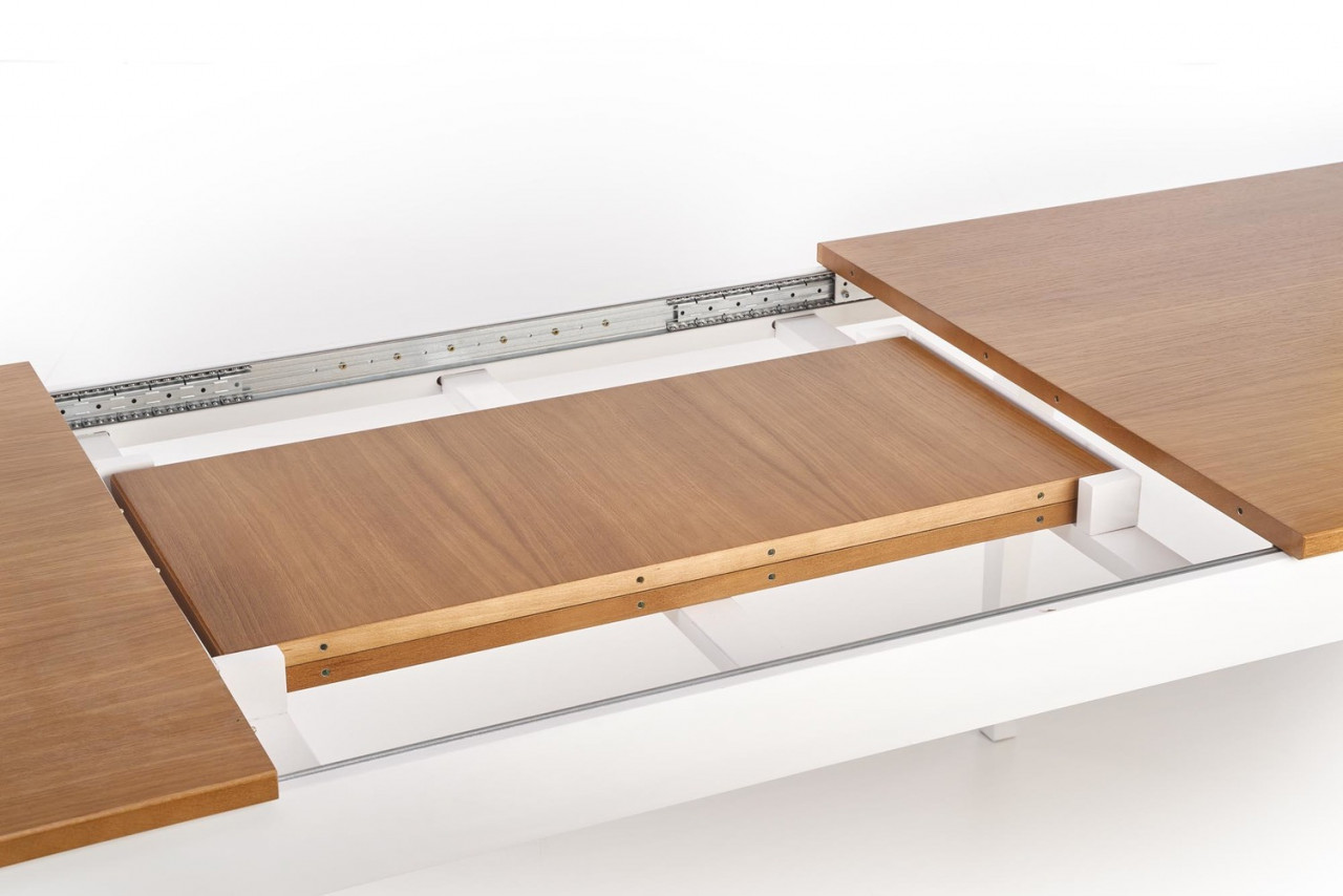 Poze Set masa extensibila Windsor stejar inchis/alb L160-240 cm + 4 scaune Velo gri/alb