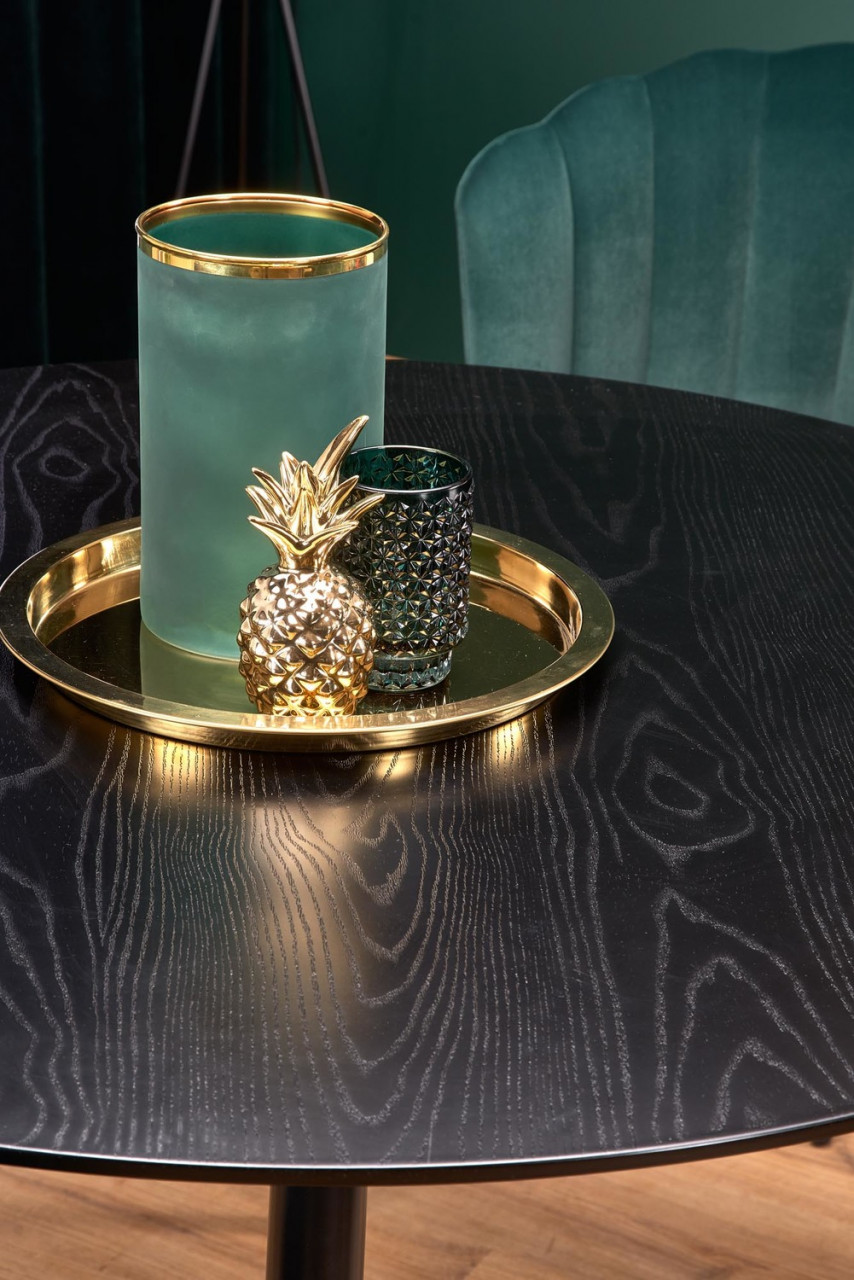 Poze Set masa rotunda Embos ø120 cm + 4 scaune K386 velvet verde