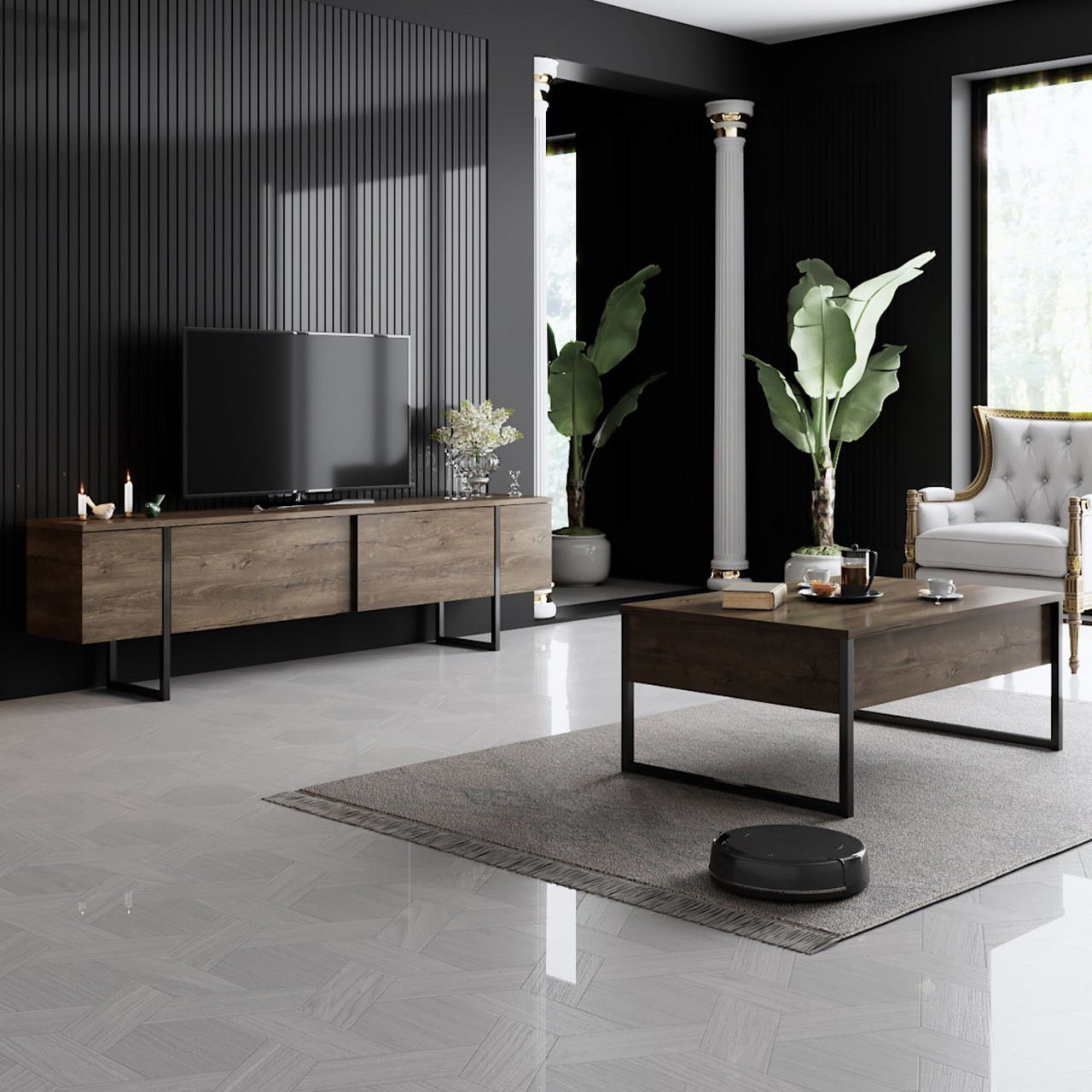 Poze Set mobilier living Luxe nuc / negru
