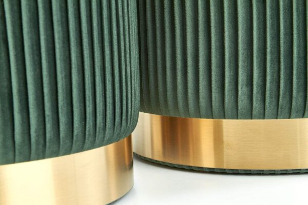 Poze Set tabureti tapitati Monty verde/auriu
