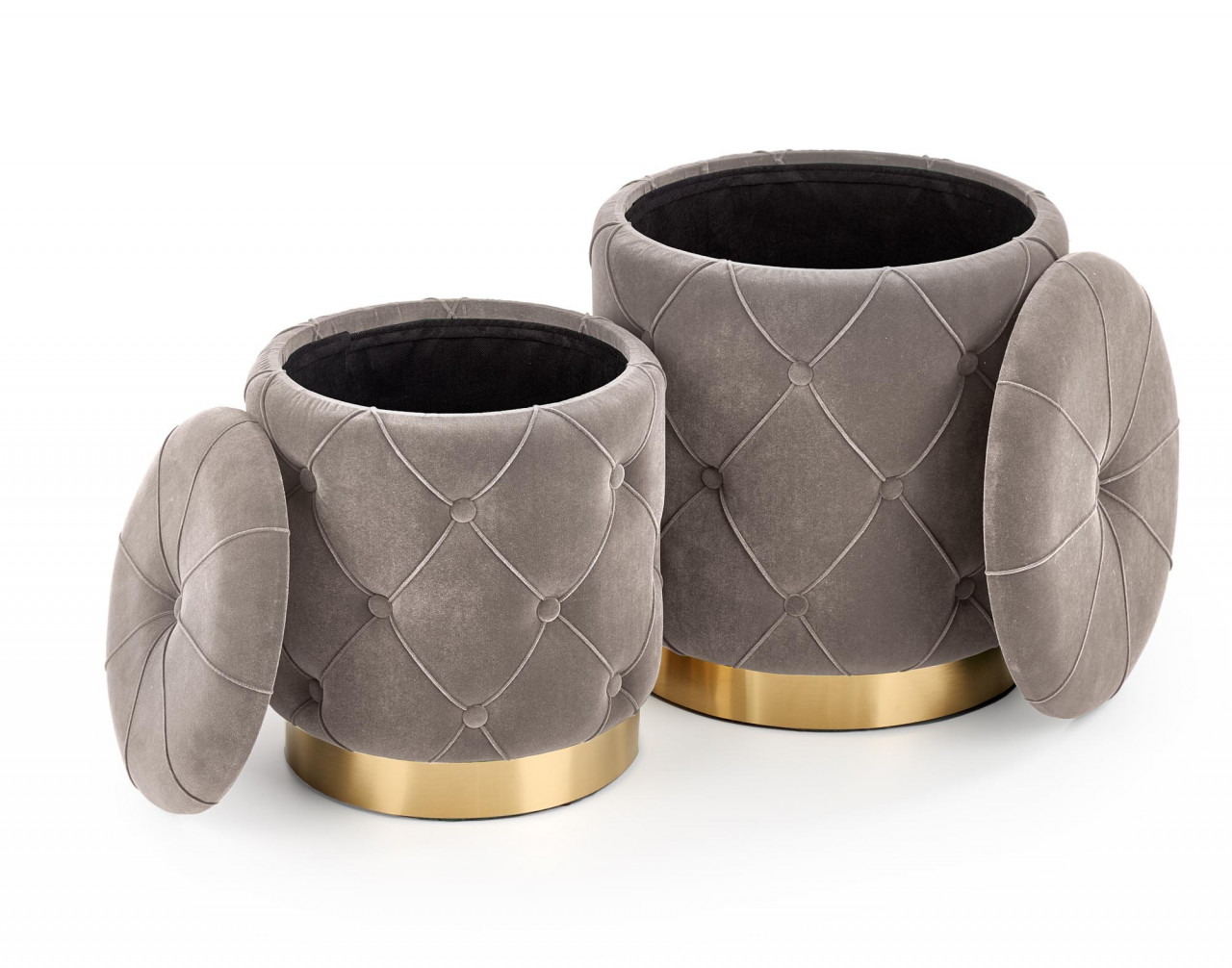 Poze Set tabureti tapitati Polly Gri / Gold