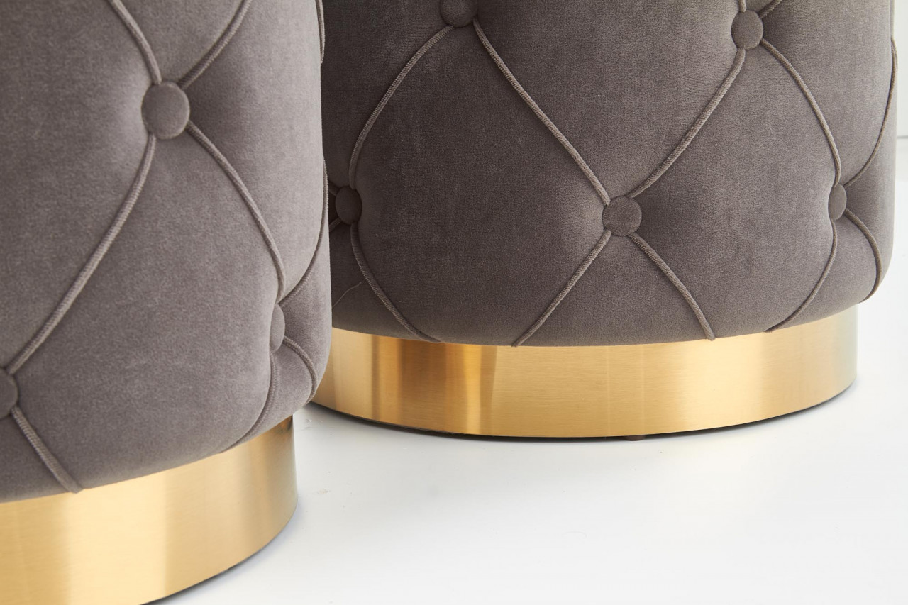 Poze Set tabureti tapitati Polly Gri / Gold