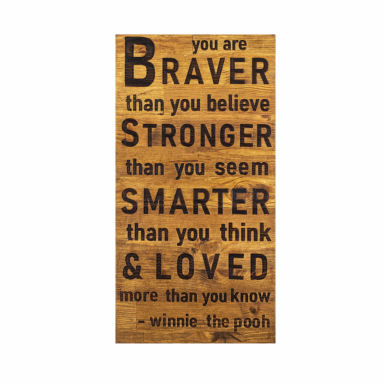 Poze Accesoriu decorativ de perete din lemn Braver stronger smarter loved