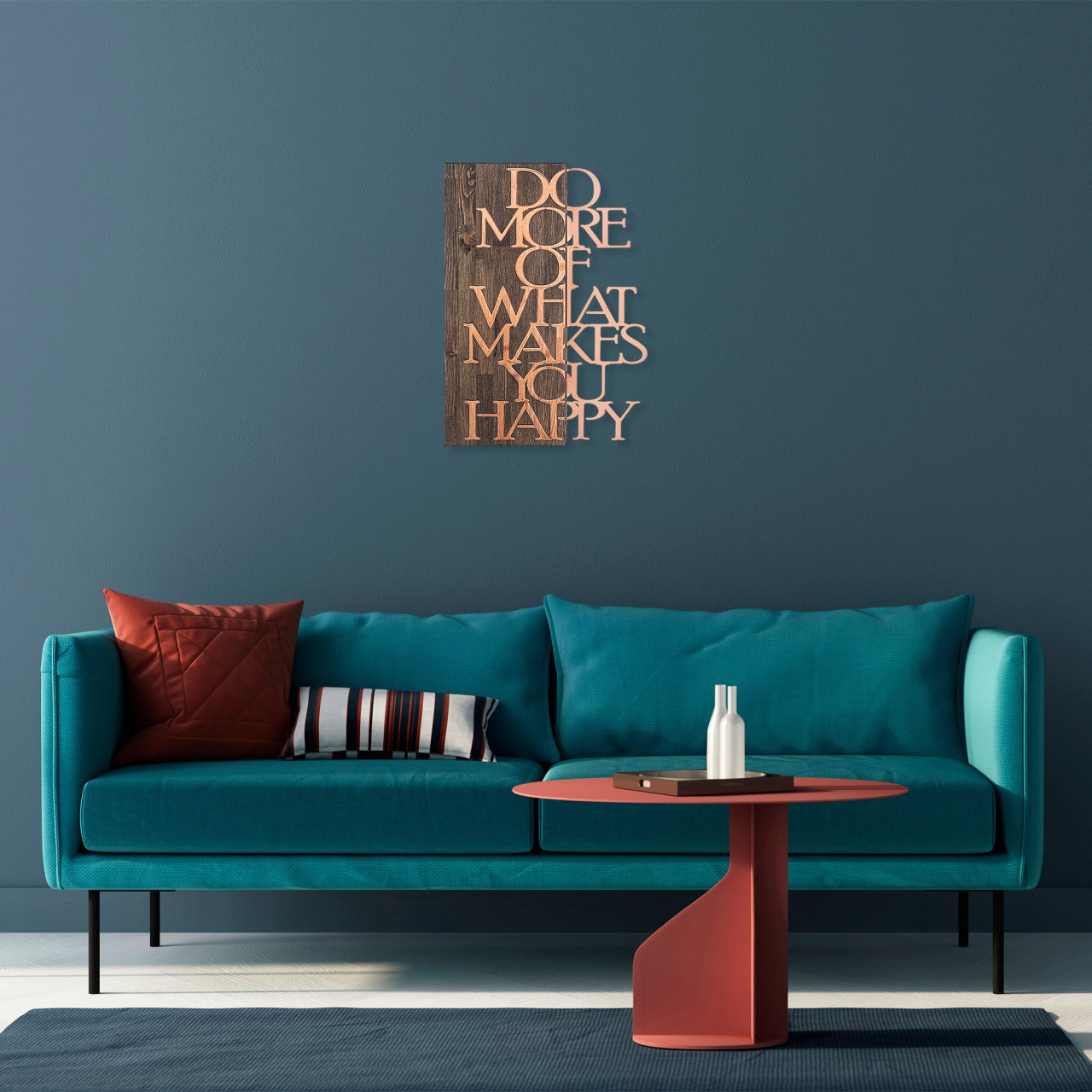 Poze Accesoriu decorativ de perete din lemn Do More Of What Makes You Happy - Copper