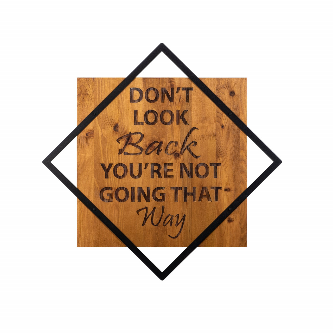 Poze Accesoriu decorativ de perete din lemn Don't look back