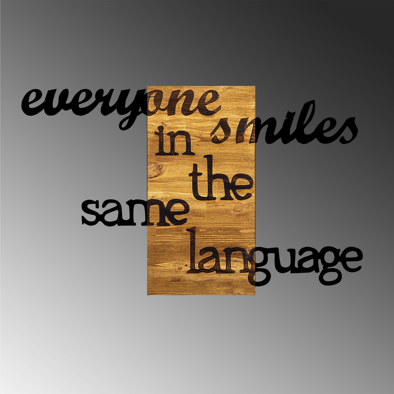Poze Accesoriu decorativ de perete din lemn Everyone Smiles in The Same Language