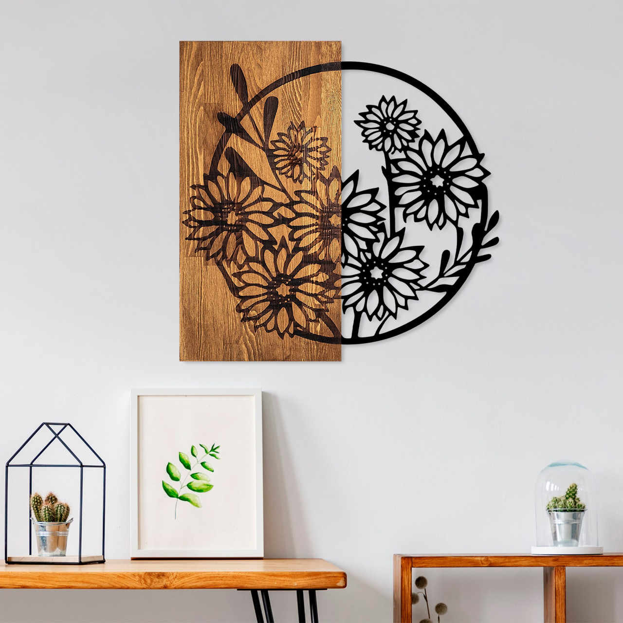 Poze Accesoriu decorativ de perete din lemn Flowers 1