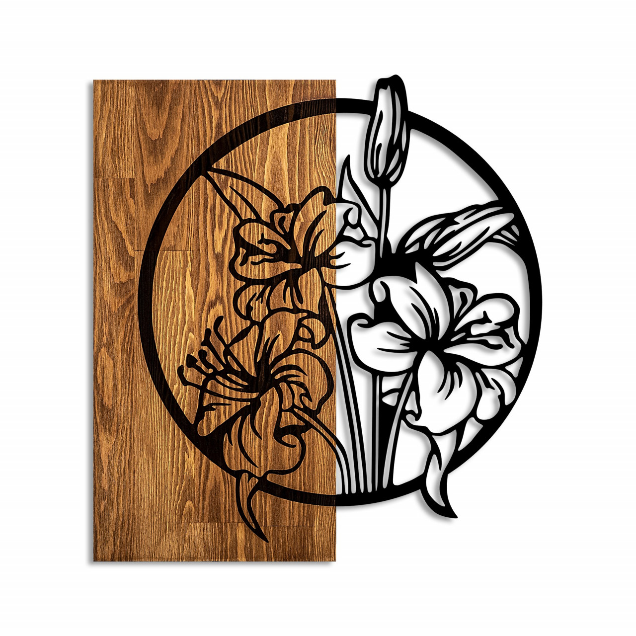 Poze Accesoriu decorativ de perete din lemn Flowers