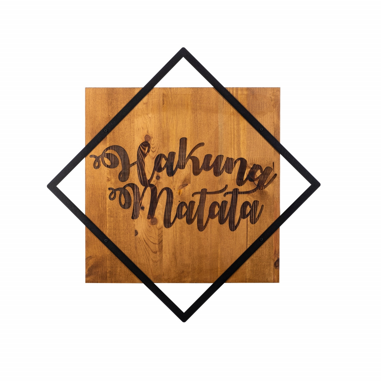 Poze Accesoriu decorativ de perete din lemn Hakuna Matata nuc/negru