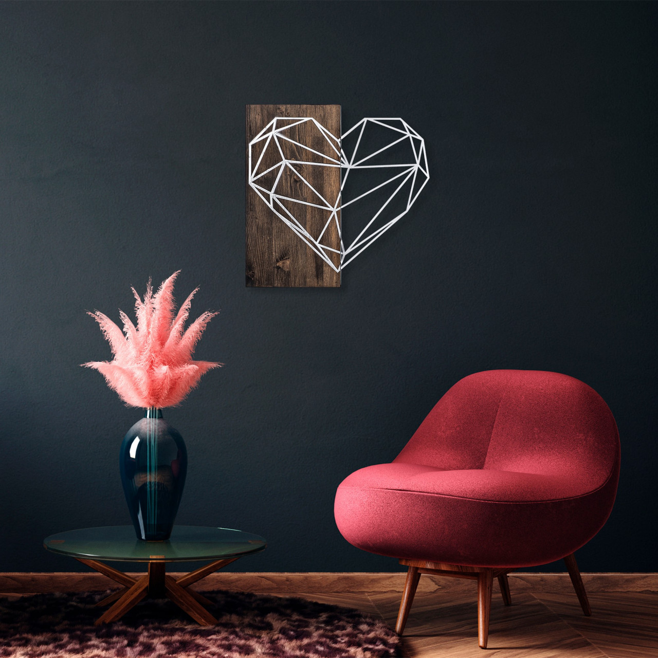 Poze Accesoriu decorativ de perete din lemn Heart argintiu
