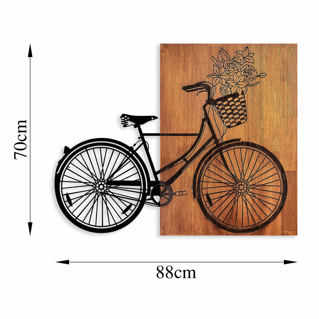 Poze Accesoriu decorativ de perete din lemn Historical floral bike - L - 376