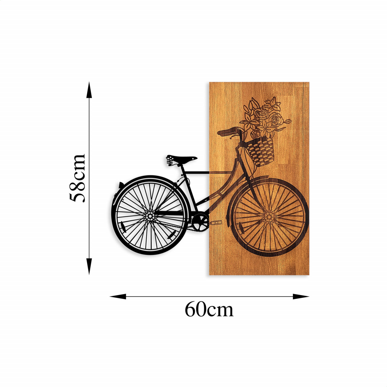 Poze Accesoriu decorativ de perete din lemn Historical Floral Bike - M - 377