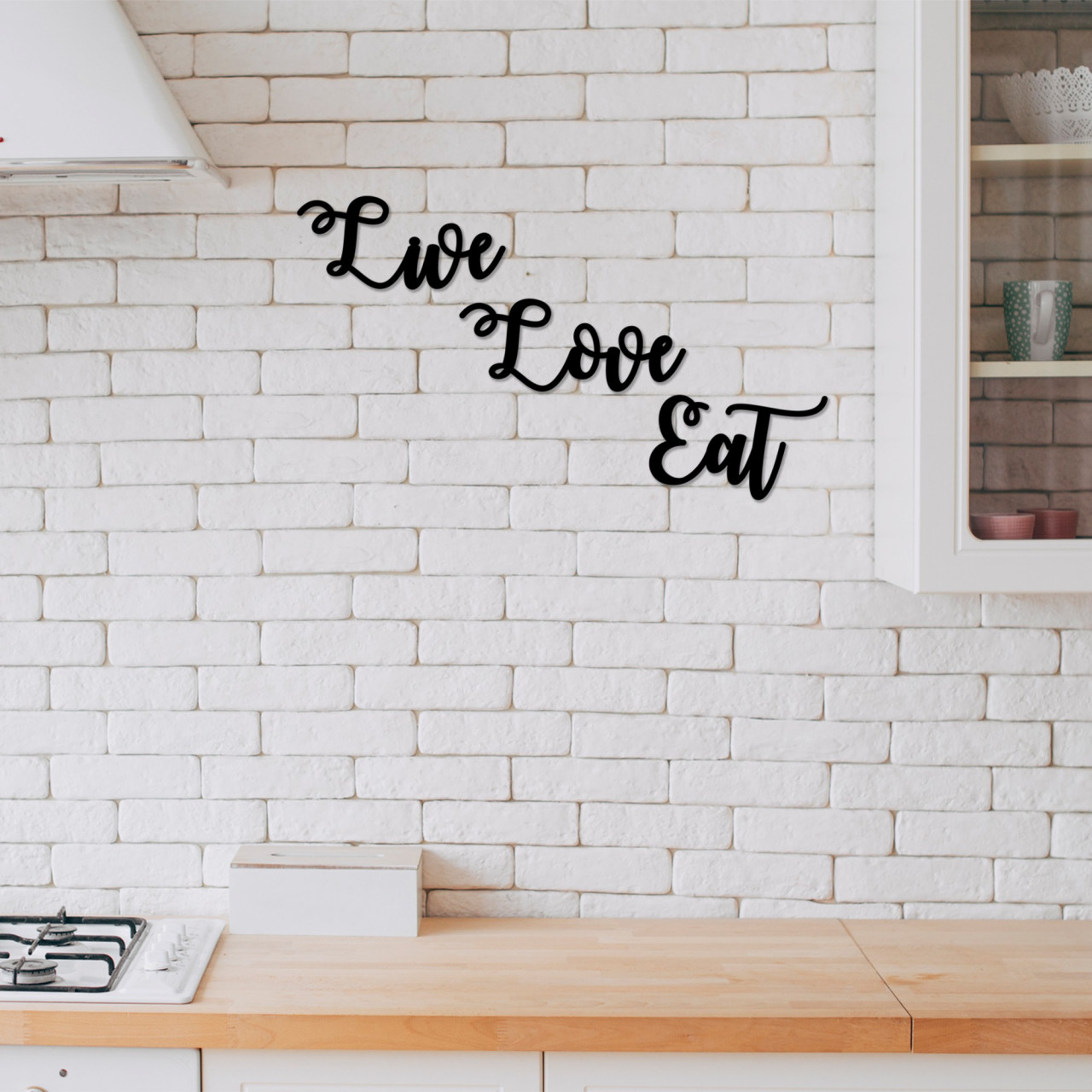 Poze Accesoriu decorativ de perete din lemn Live Love Eat