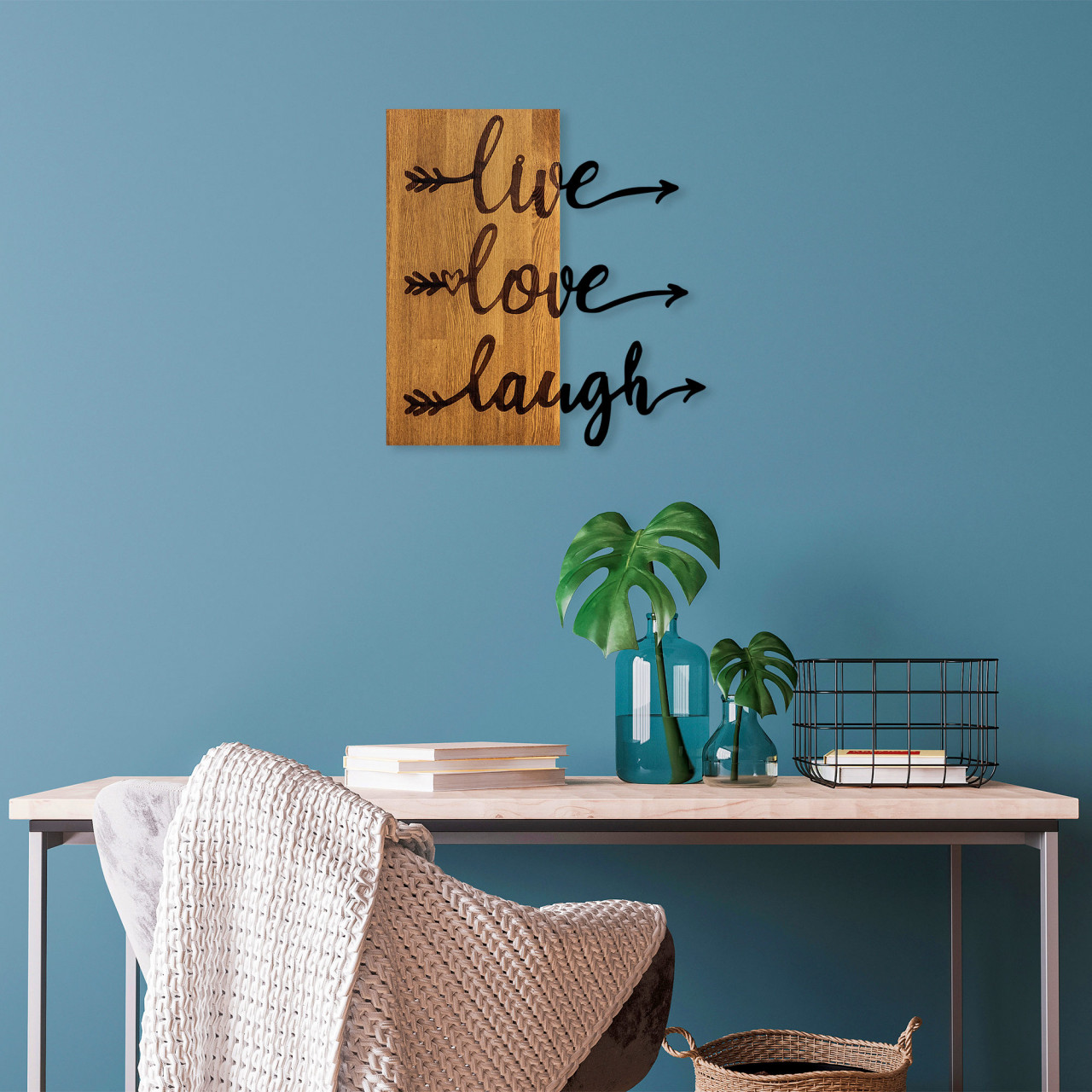 Poze Accesoriu decorativ de perete din lemn Live Love Laugh - 369