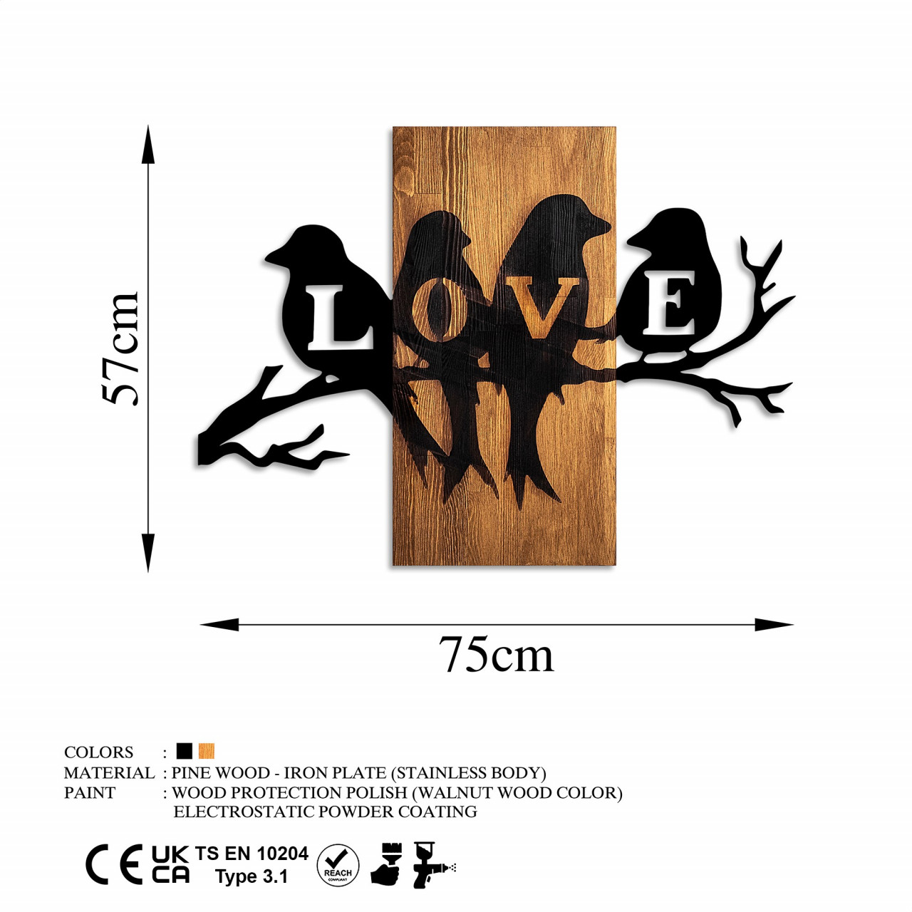 Poze Accesoriu decorativ de perete din lemn Love birds