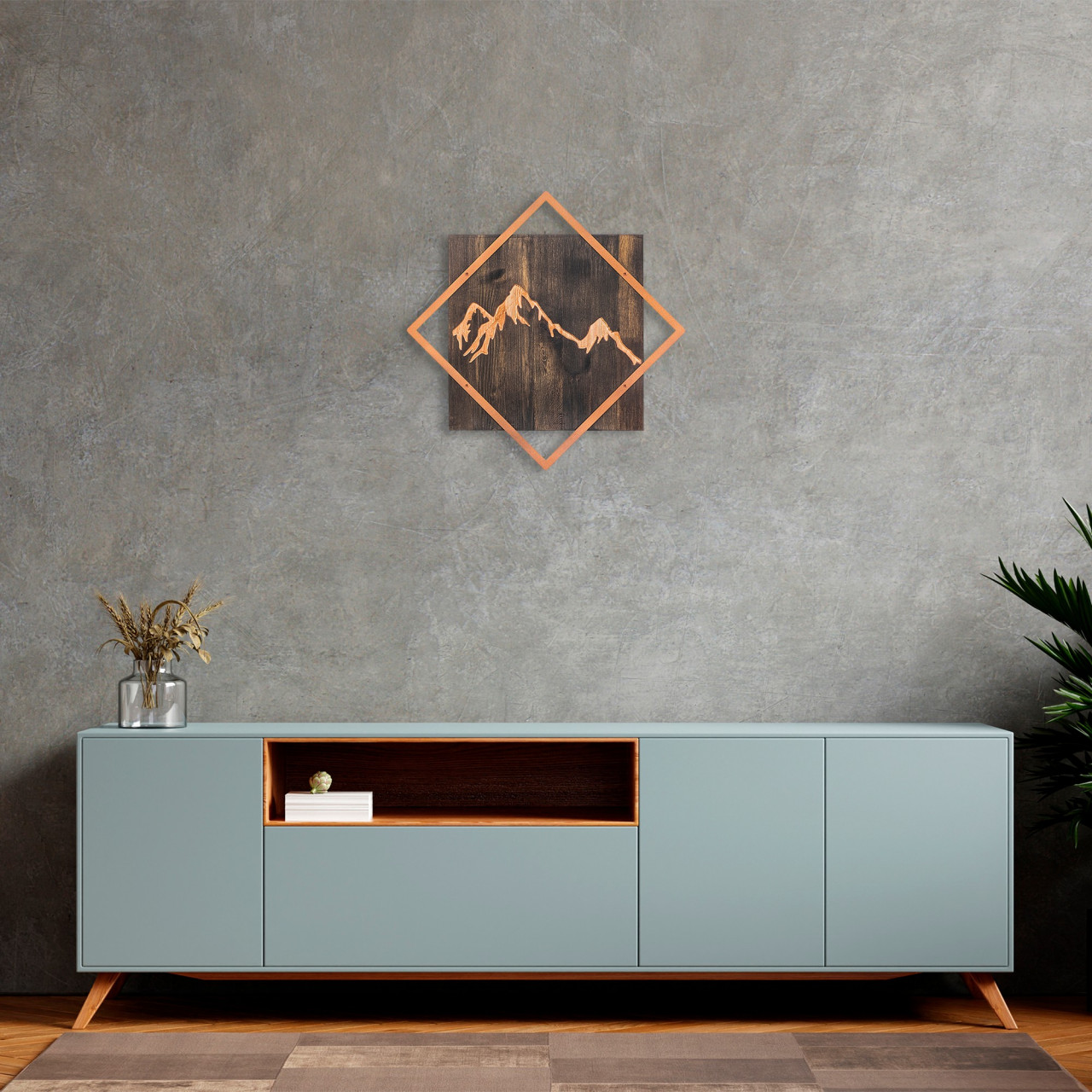 Poze Accesoriu decorativ de perete din lemn Mountain - copper