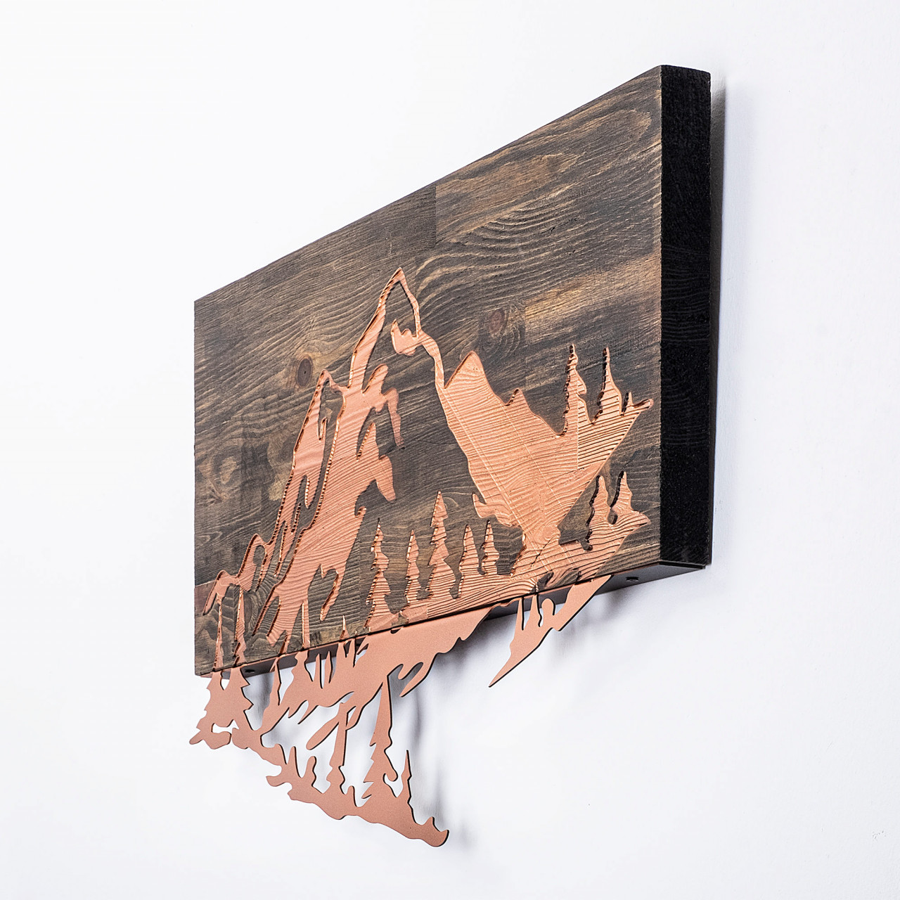 Poze Accesoriu decorativ de perete din lemn Mountain v2 - copper