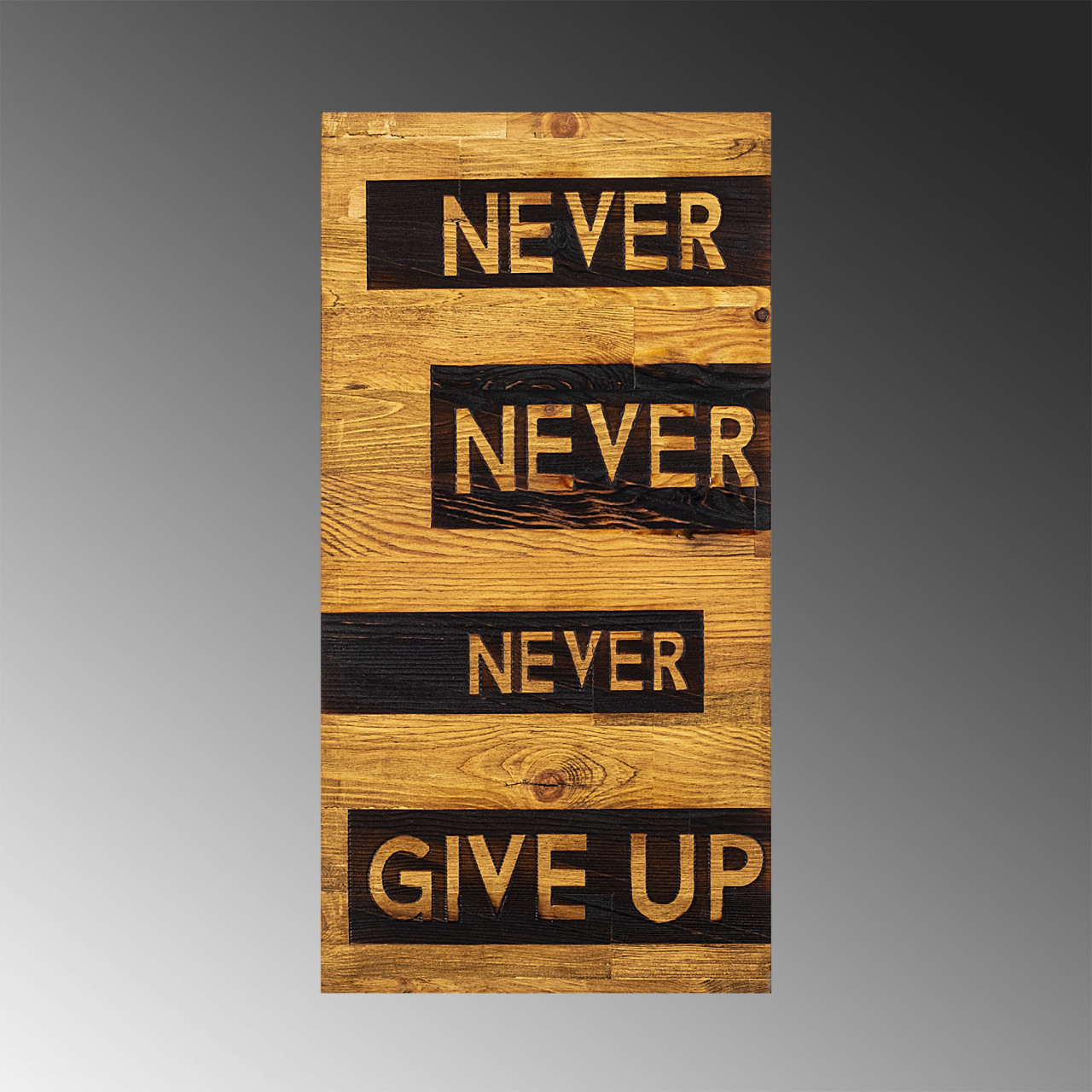 Poze Accesoriu decorativ de perete din lemn Never give up