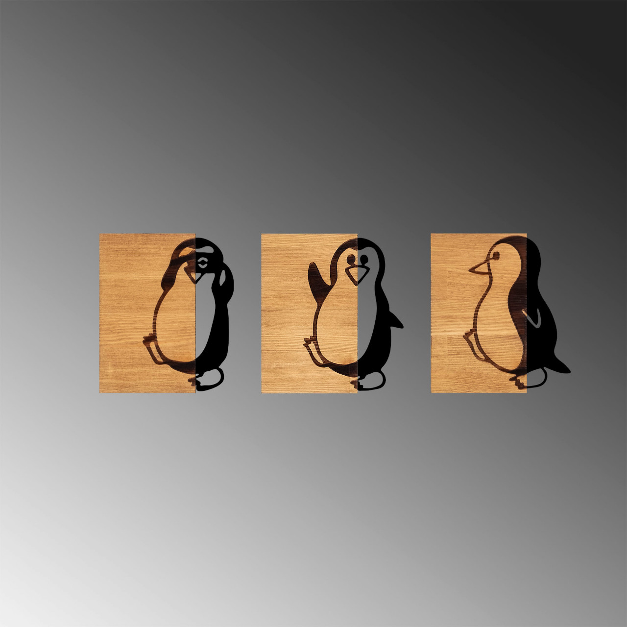 Poze Accesoriu decorativ de perete din lemn Penguins - 336