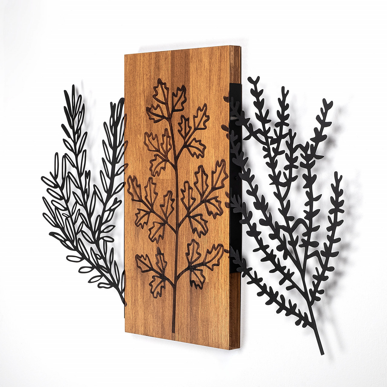 Poze Accesoriu decorativ de perete din lemn Triple herbs - 385