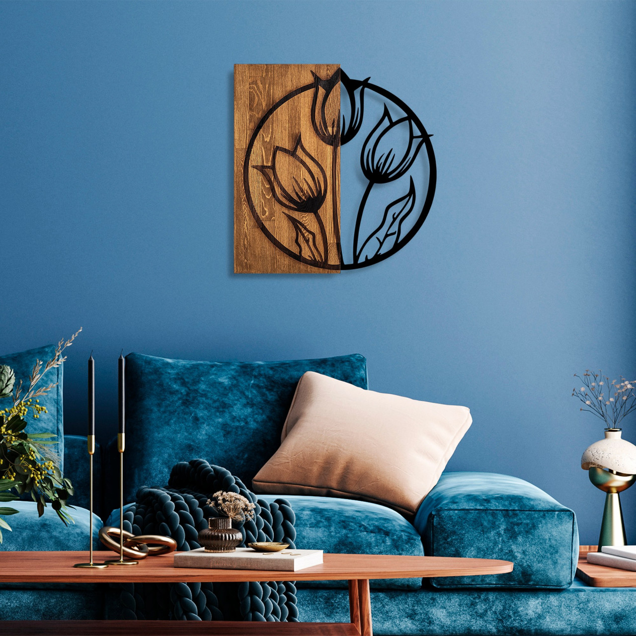 Poze Accesoriu decorativ de perete din lemn Tulips