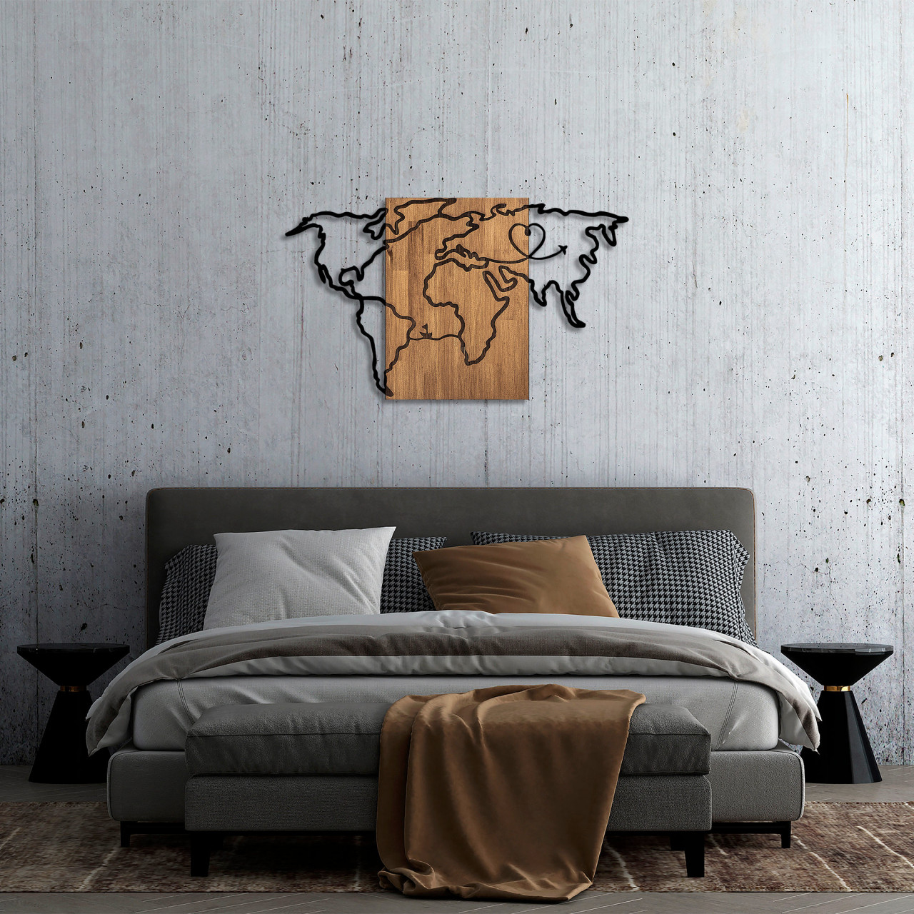 Poze Accesoriu decorativ de perete din lemn Wold Map - 316