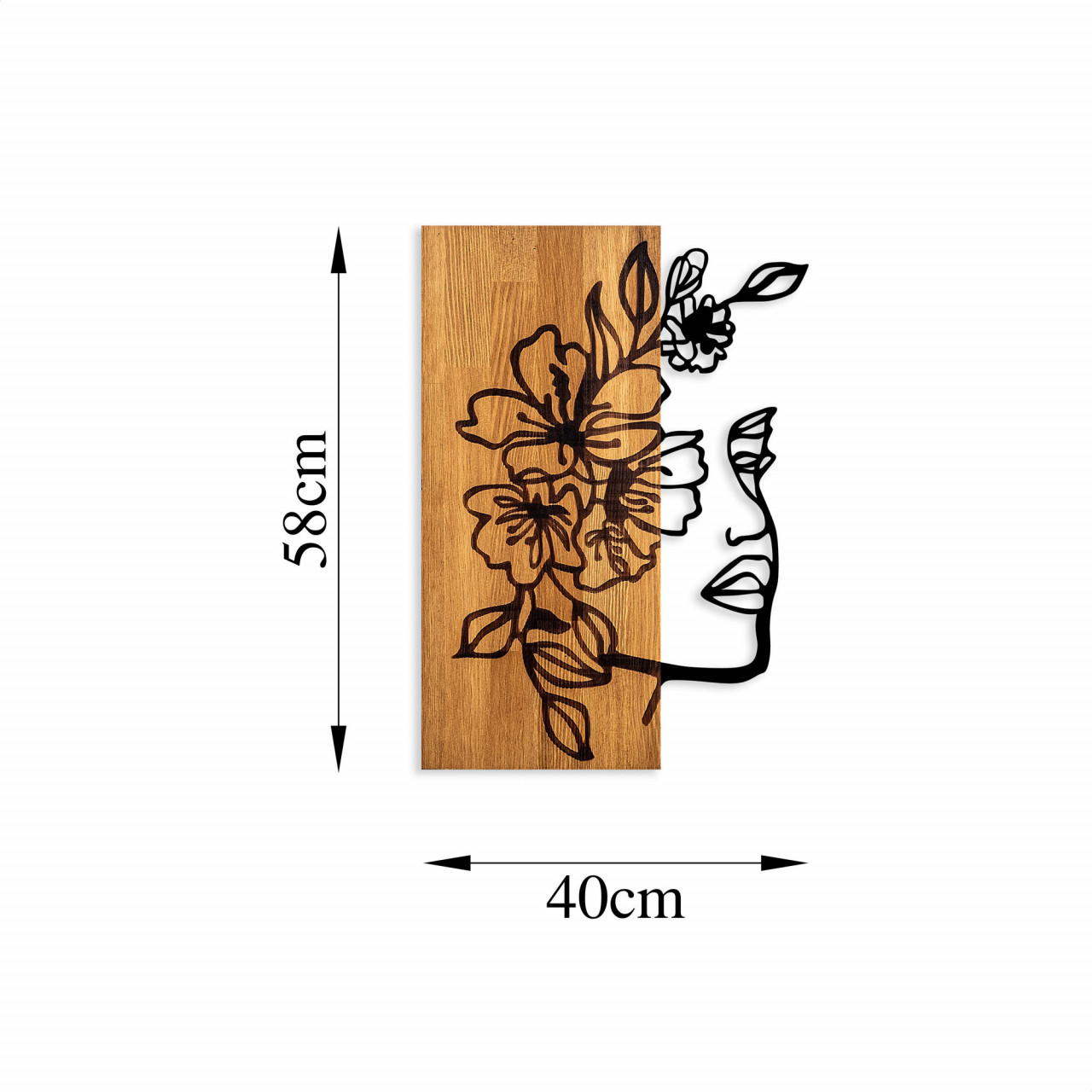 Poze Accesoriu decorativ de perete din lemn Woman Floral Face - 372