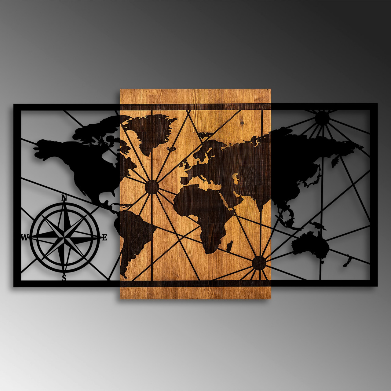 Poze Accesoriu decorativ de perete din lemn World Map 3-L